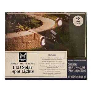 Member's Mark 2-Piece LED Solar Spot Lights, Matte Black